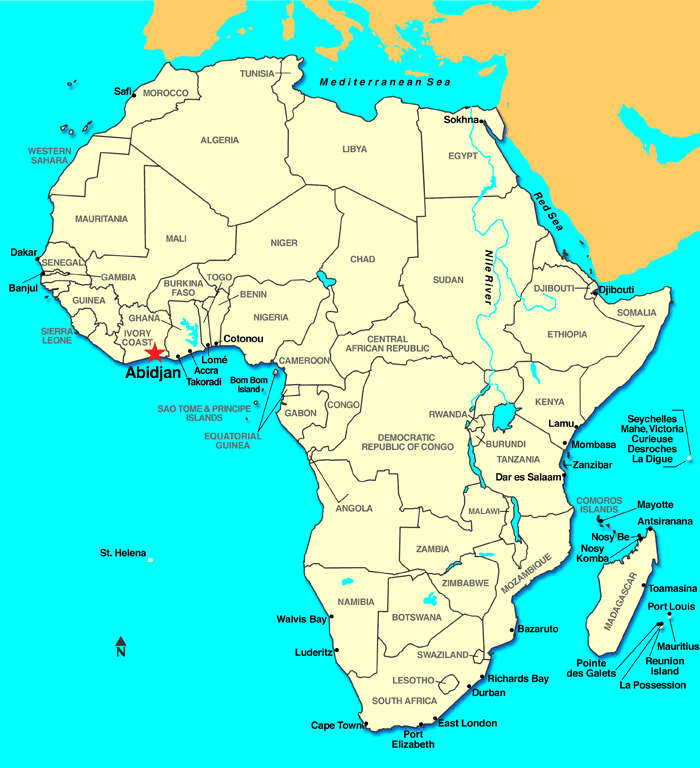 abidjan cote d'ivoire afrique carte